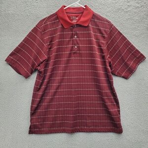 PGA Tour Golf Polo Shirt Mens Size Medium Red Stripe Performance